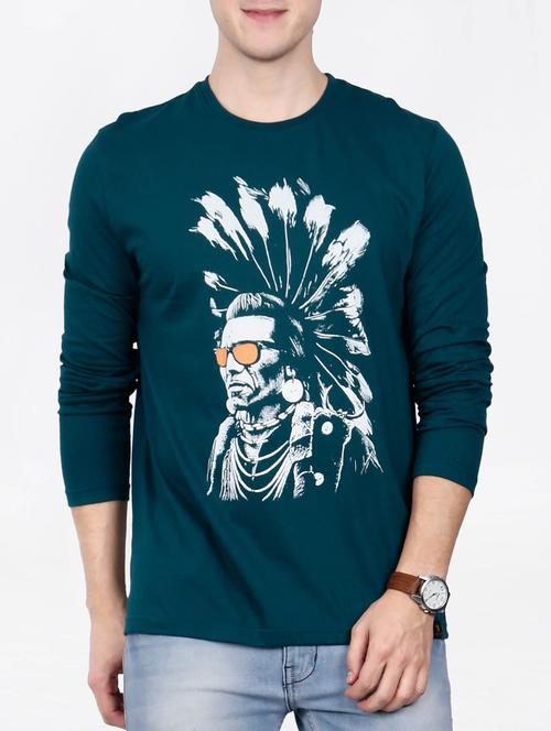 blue cotton front print t-shirt - 15121790 - Very Small Image - 1
