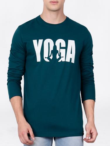 blue cotton chest print t-shirt - 15121792 - Very Small Image - 1