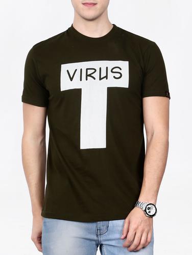 olive green cotton chest print t-shirt - 15121795 - Very Small Image - 1