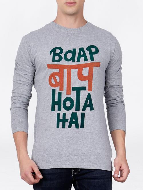 grey cotton front print t-shirt - 15121796 - Standard Image - 1
