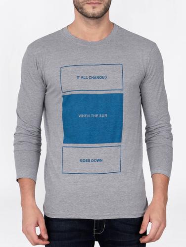 grey cotton front print t-shirt - 15121798 - Very Small Image - 1