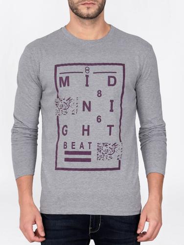 grey cotton front print t-shirt - 15121801 - Very Small Image - 1