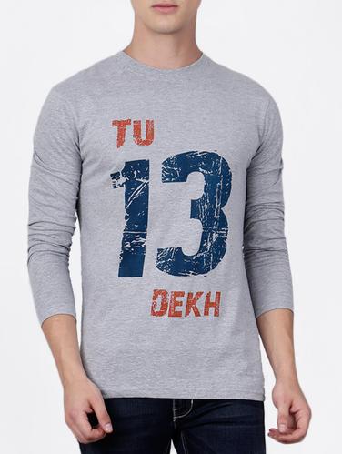 grey cotton front print t-shirt - 15121805 - Very Small Image - 1