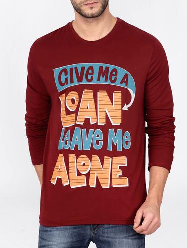 maroon cotton front print t-shirt - 15121819 - Very Small Image - 1