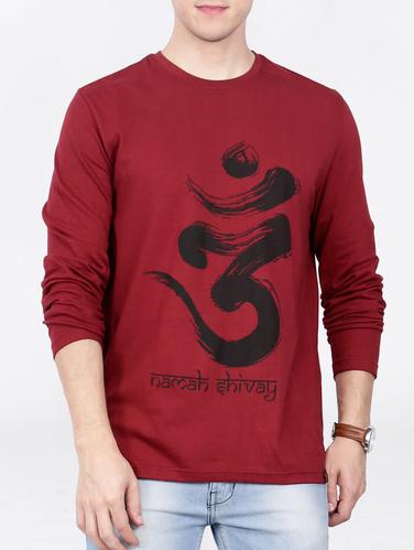 maroon cotton front print t-shirt - 15121821 - Very Small Image - 1