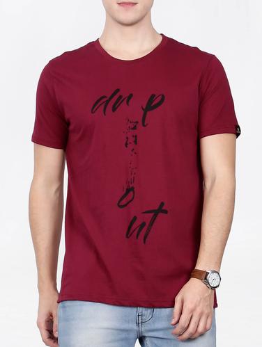 maroon cotton front print t-shirt - 15121830 - Very Small Image - 1