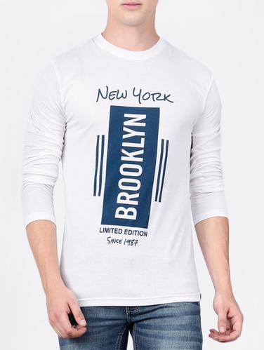 white cotton front print t-shirt - 15121841 - Very Small Image - 1