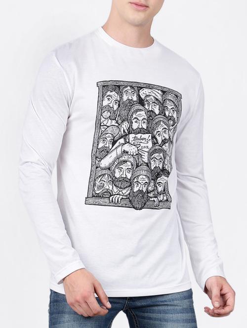 white cotton chest print tshirt - 15121851 - Standard Image - 1