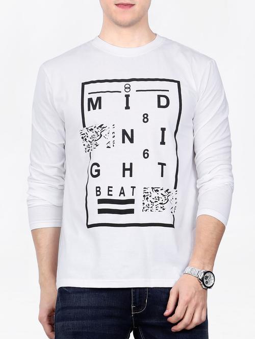 white cotton front print t-shirt - 15121856 - Standard Image - 1
