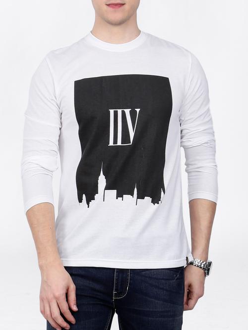 white cotton chest print tshirt - 15121865 - Standard Image - 1
