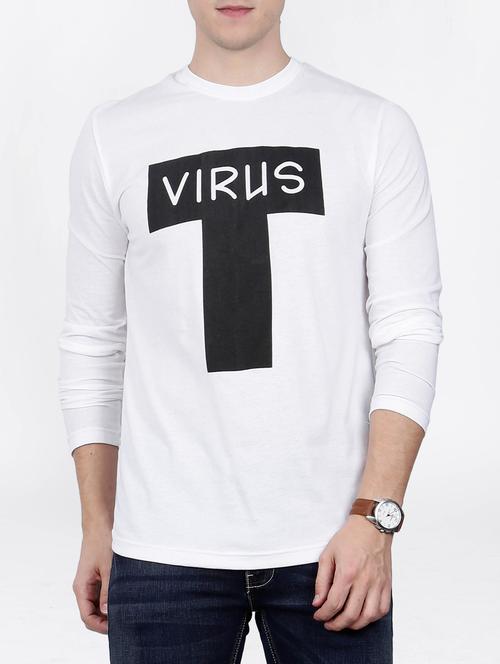 white cotton chest print tshirt - 15121872 - Standard Image - 1