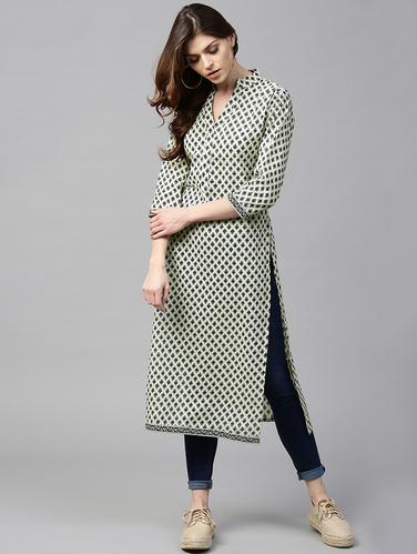 white cotton straight kurta - 15122104 - Very Small Image - 1