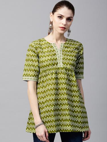 green cotton aline kurti - 15122117 - Very Small Image - 1