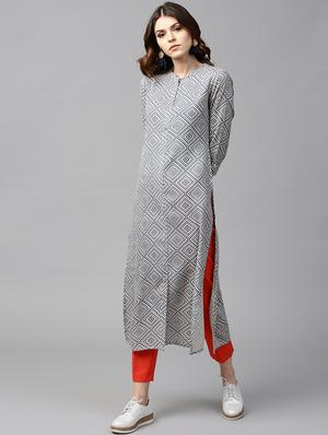 grey rayon straight kurta - 15122122 - Standard Image - 1