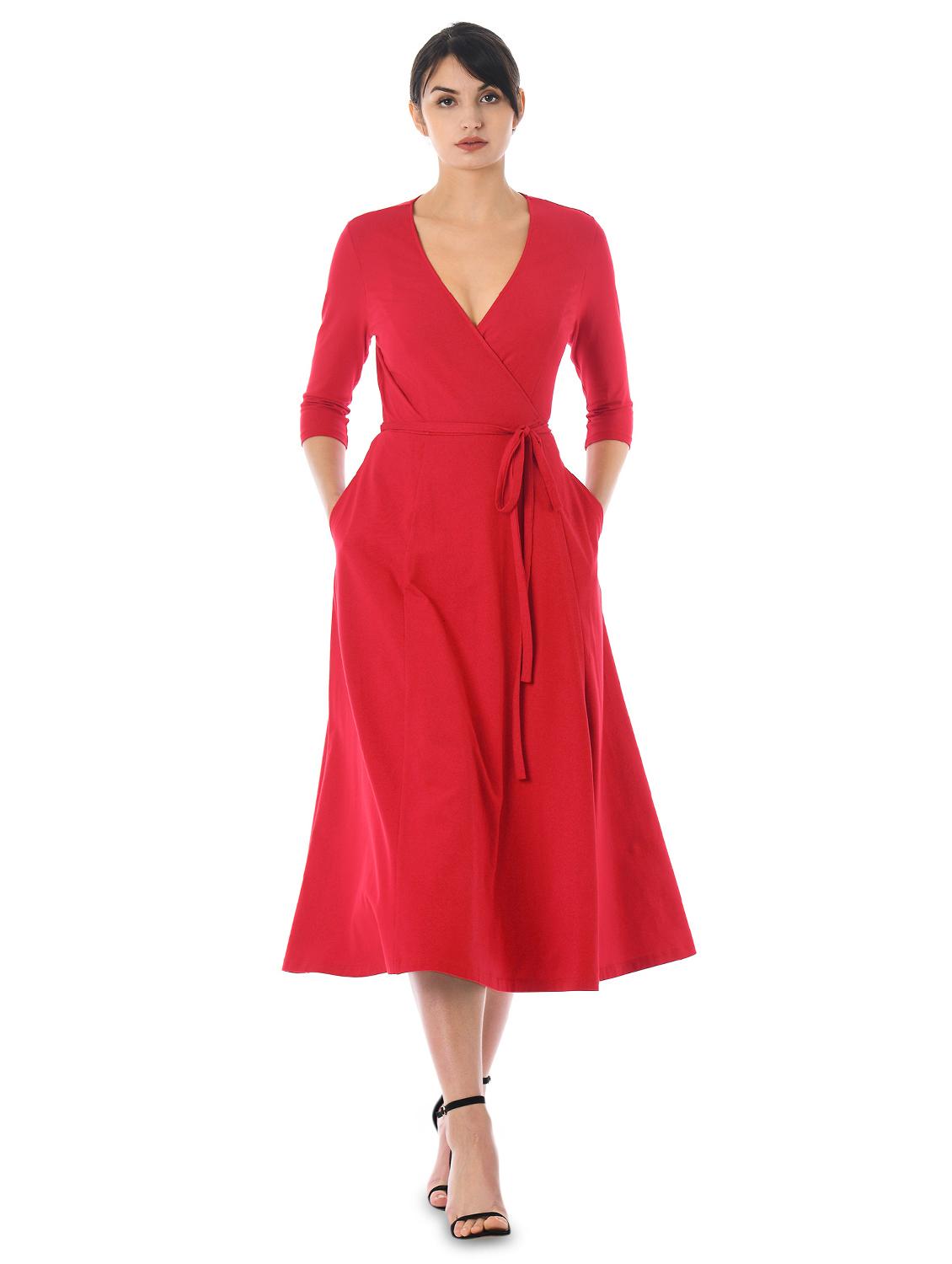 red solid wrap dress - 15122266 - Zoom Image - 1