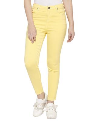 yellow solid denim jeans - 15122334 - Standard Image - 1