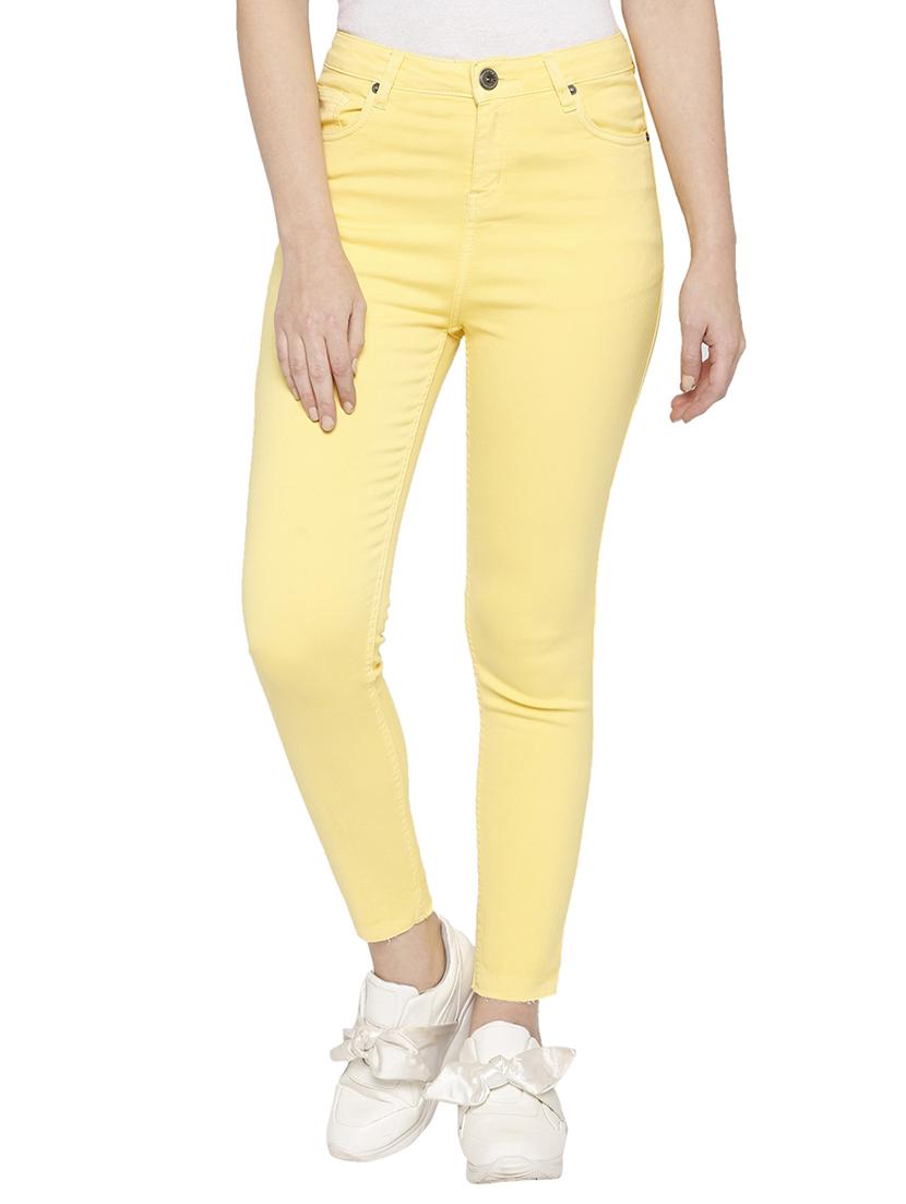 yellow solid denim jeans - 15122334 - Zoom Image - 1