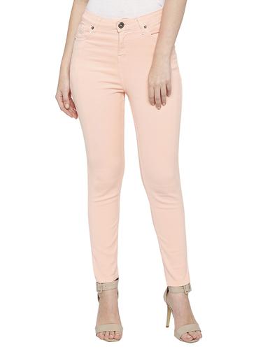 pink solid denim jeans - 15122335 - Very Small Image - 1