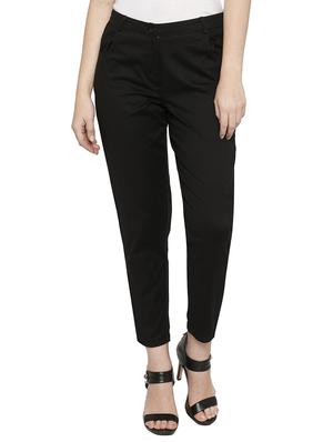 solid black cotton cigarette pant - 15122337 - Standard Image - 1
