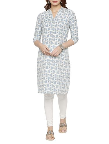 White cotton straight kurta - 15122354 - Very Small Image - 1