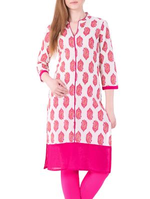 pink cotton straight kurta - 15122369 - Standard Image - 1