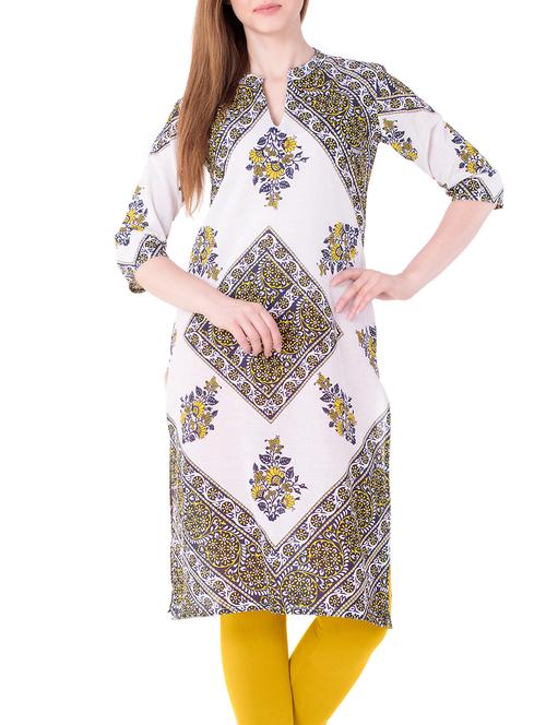 mustard cotton straight kurta - 15122370 - Standard Image - 1