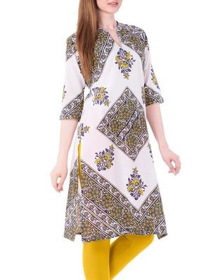 mustard cotton straight kurta - 15122370 - Standard Image - 2