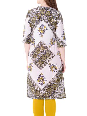 mustard cotton straight kurta - 15122370 - Standard Image - 3