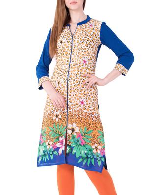 Yellow cotton straight kurta - 15122371 - Standard Image - 1
