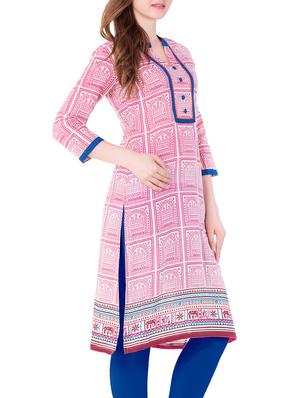 pink cotton straight kurta - 15122377 - Standard Image - 2