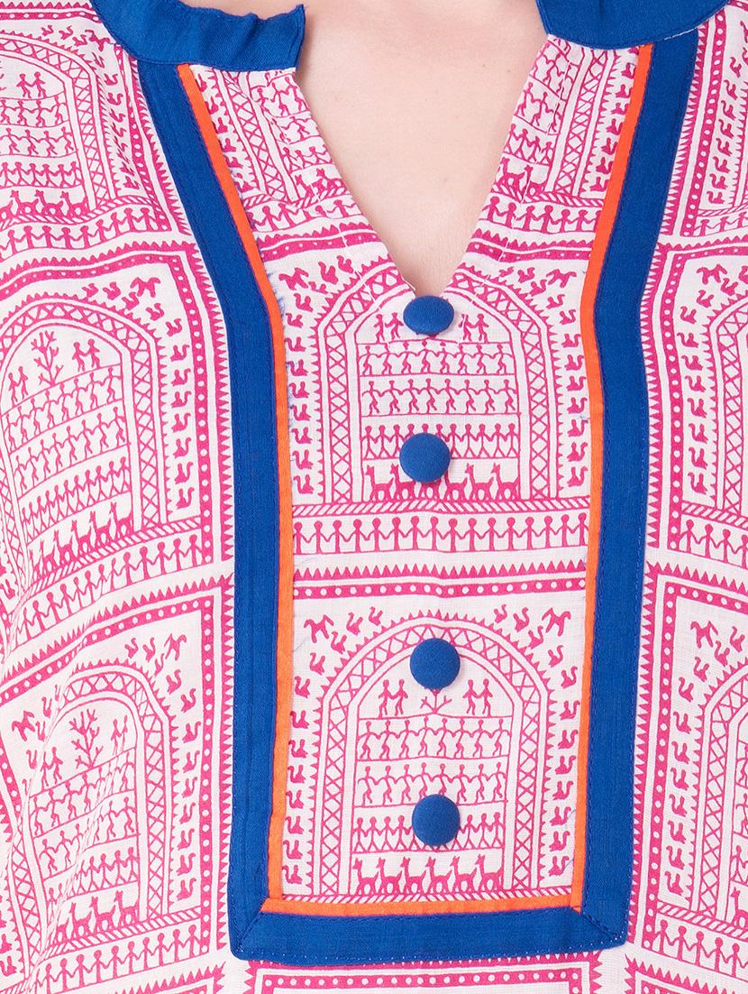 pink cotton straight kurta - 15122377 - Zoom Image - 4