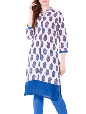 White cotton straight kurta - 15122380 - Standard Image - 1