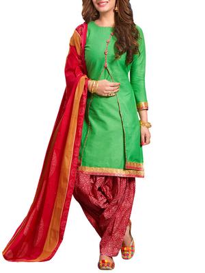 green unstitched salwar suit - 15122473 - Standard Image - 1
