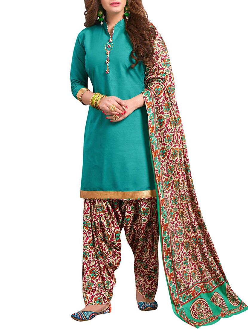 green unstitched salwar suit - 15122485 - Zoom Image - 1