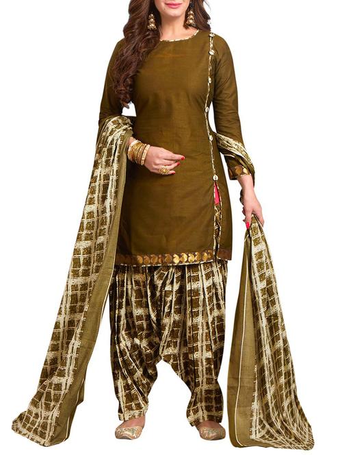mehandi unstitched salwar suit - 15122488 - Standard Image - 1