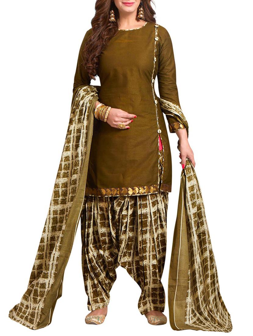 mehandi unstitched salwar suit - 15122488 - Zoom Image - 1