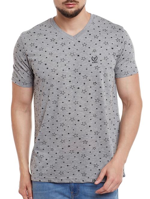 grey cotton all over print t-shirt - 15122906 - Very Small Image - 1