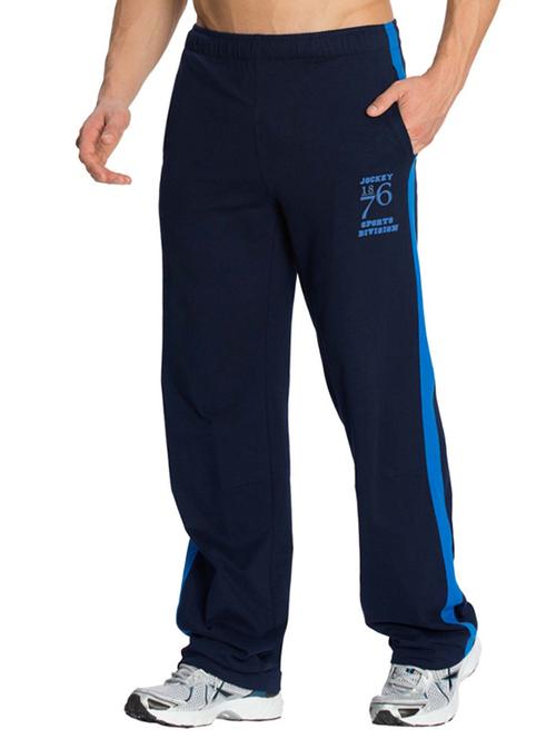 blue cotton full length track pant - 15123208 - Standard Image - 1
