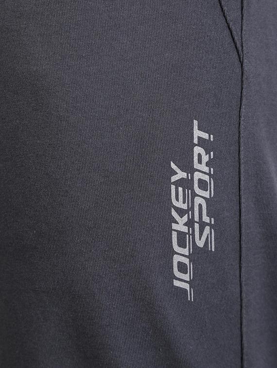 grey cotton length track pant - 15123213 - Zoom Image - 4