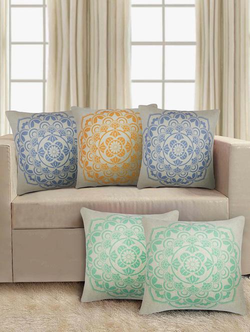 Set of 5 Jute Cushion Covers - 15123407 - Very Small Image - 1