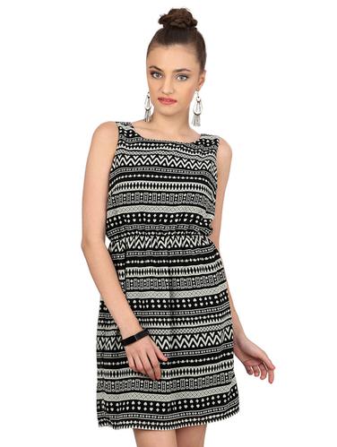 black printed blouson dress - 15123828 - Very Small Image - 1