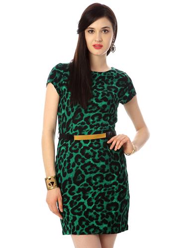 green animal print belted dress - 15123837 - Very Small Image - 1