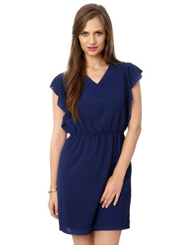 blue solid blouson dress - 15123850 - Very Small Image - 1
