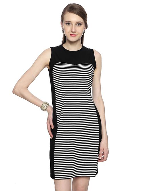 black striped cotton sheath dress - 15123861 - Very Small Image - 1