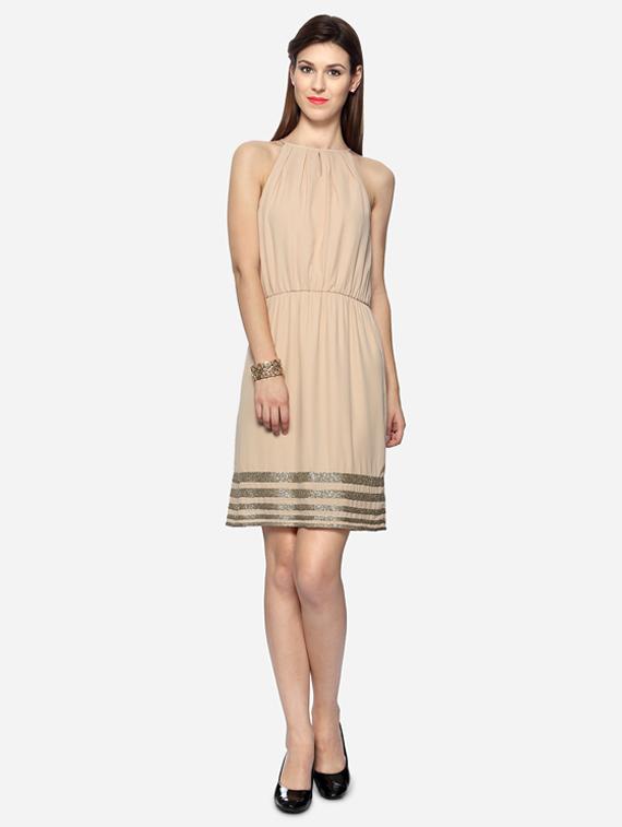 beige cotton blouson dress - 15123865 - Zoom Image - 1