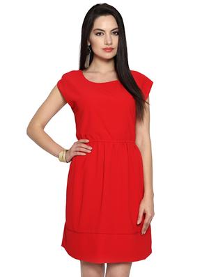 red solid blouson dress - 15123870 - Standard Image - 1