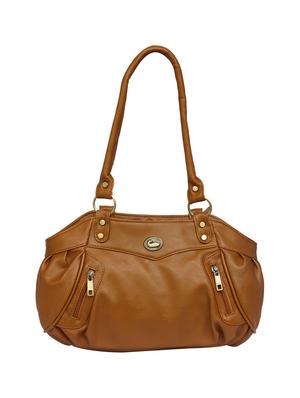 tan leatherette regular handbag - 15123955 - Standard Image - 1