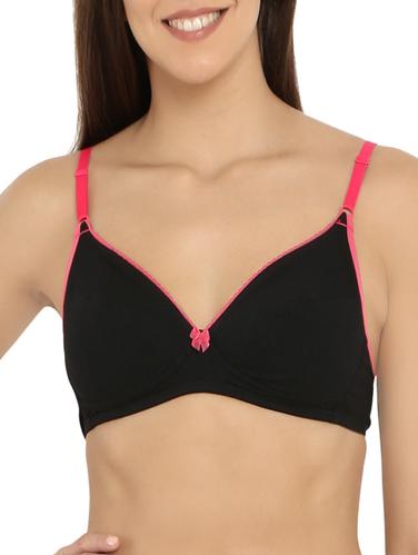solid black cotton plunge bra - 15124171 - Very Small Image - 1