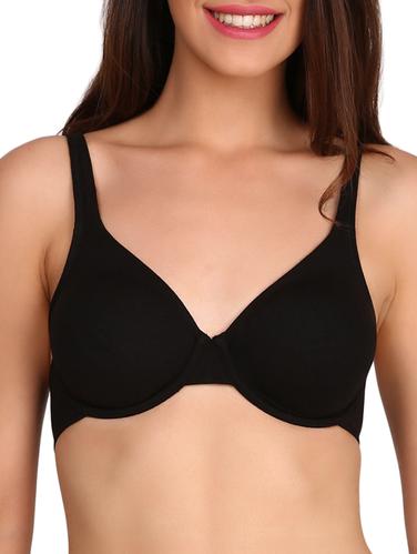solid black cotton plunge bra - 15124191 - Very Small Image - 1