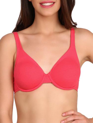 pink cotton plunge bra - 15124193 - Very Small Image - 1
